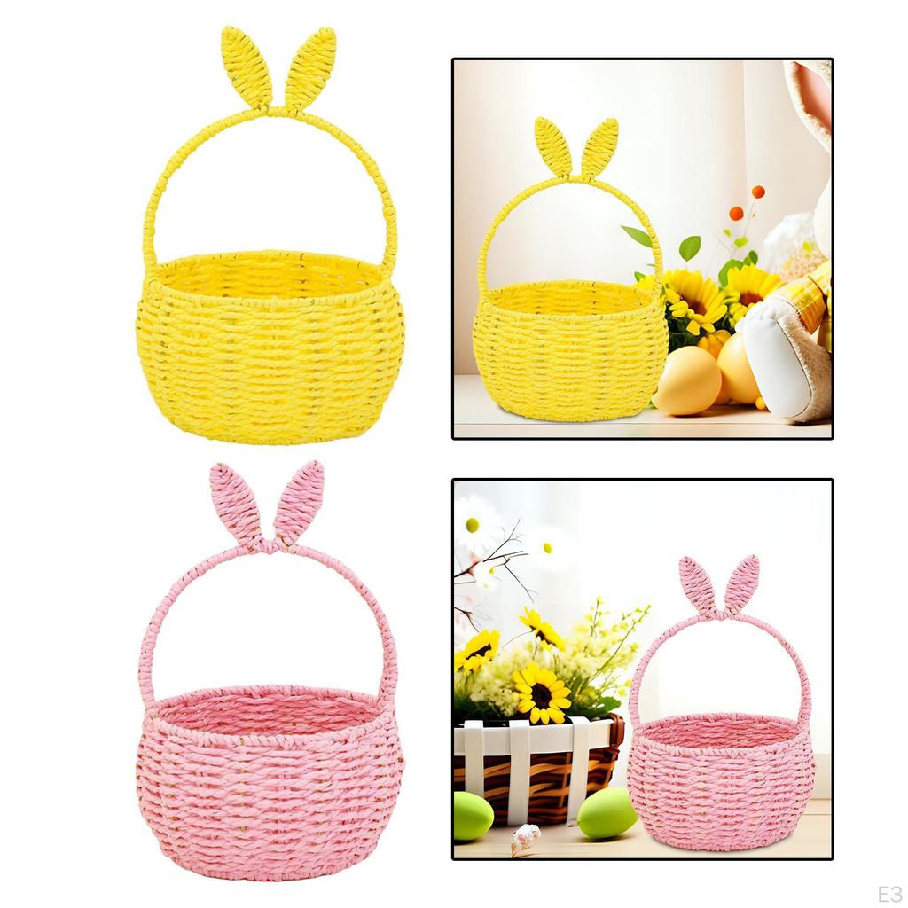 Woven Basket ,Storage with Handle Easter Decoration Braided Hand for