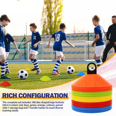 100Pcs Soccer Cone Training Sign Dish Marker Cones Slalom for Outdoor Football Basketball Sports Game Accessories