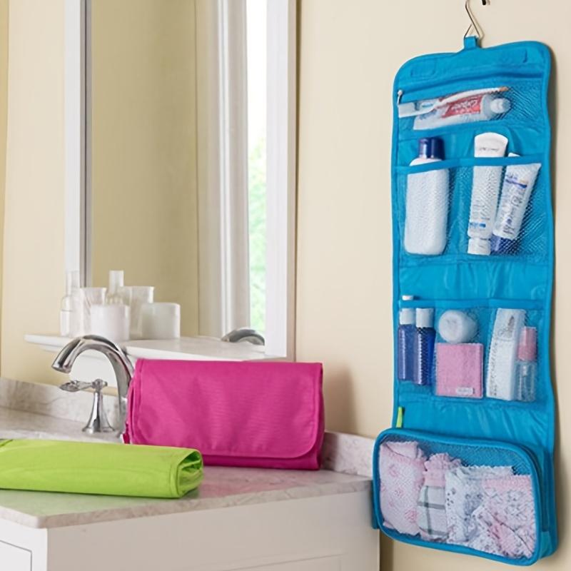 Women' Portable Hanging Travel Toiletry Bag - Compact Folding Cosmetic & Makeup Organizer with Hanging Hook, Lightweight for Airplane, Camping, Gym