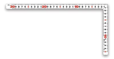 Shinwa Sokutei Flat Curved Same Size On Both 11171 Ruler, White, 30cm, Sides,