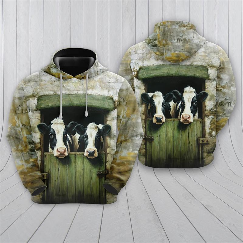 

Смешные графические толстовки с коровами, повседневные толстовки с изображением животных и коров, мужская одежда, модная женская толстовка с капюшоном, бык, детские пуловеры, топы 6XL