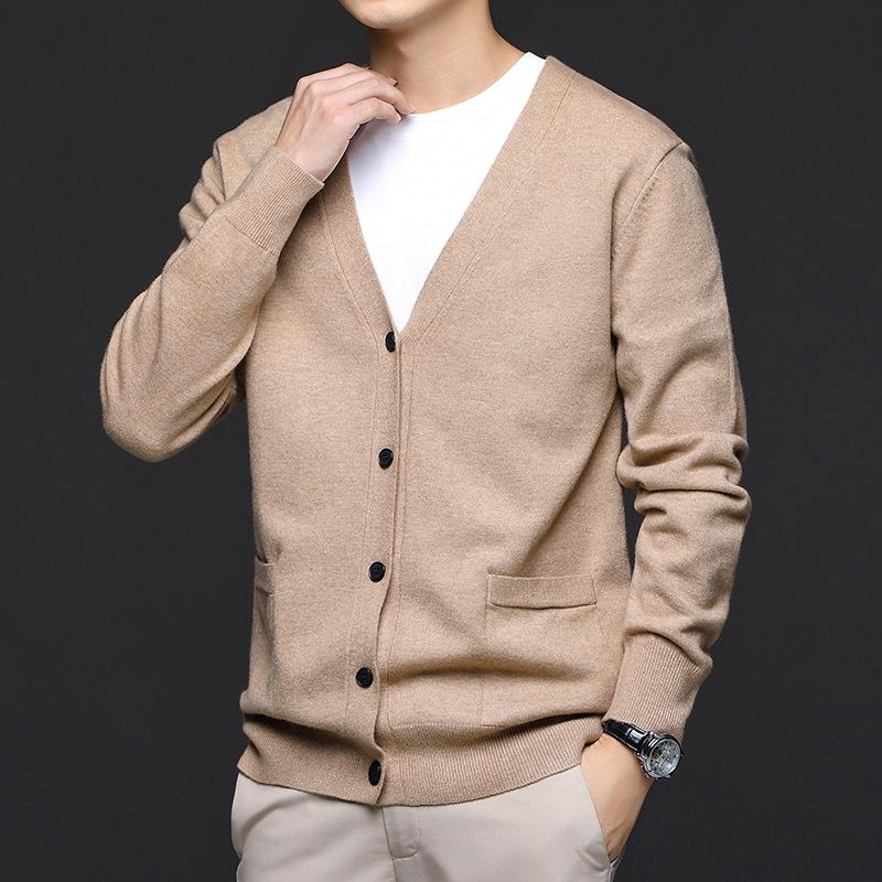 Men’s Slim Fit V-Neck Button-Up Knit Cardigan