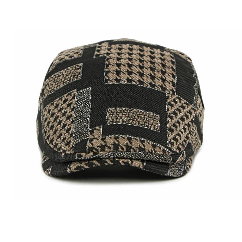Autumn Color Block Hat Men's Beret British Peaked Cap Vintage Forward Cap