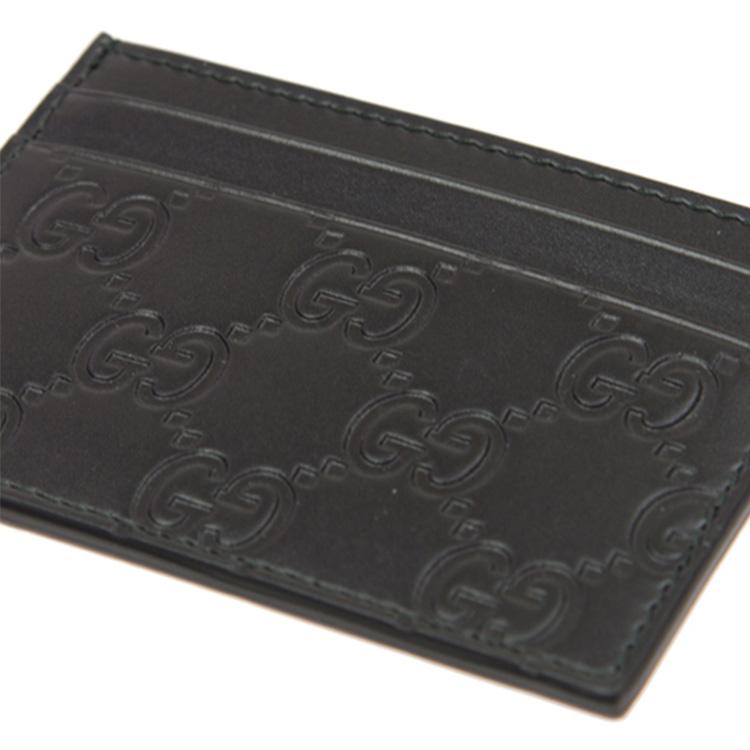 Gucci Monogram Logo Embossed Leather Card Holder Women Card Holder Black 233166-CWC10-1000