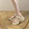2025 high-end thick-soled slippers women's summer outer wear new summer small thick-soled beach with skirt cool slippers