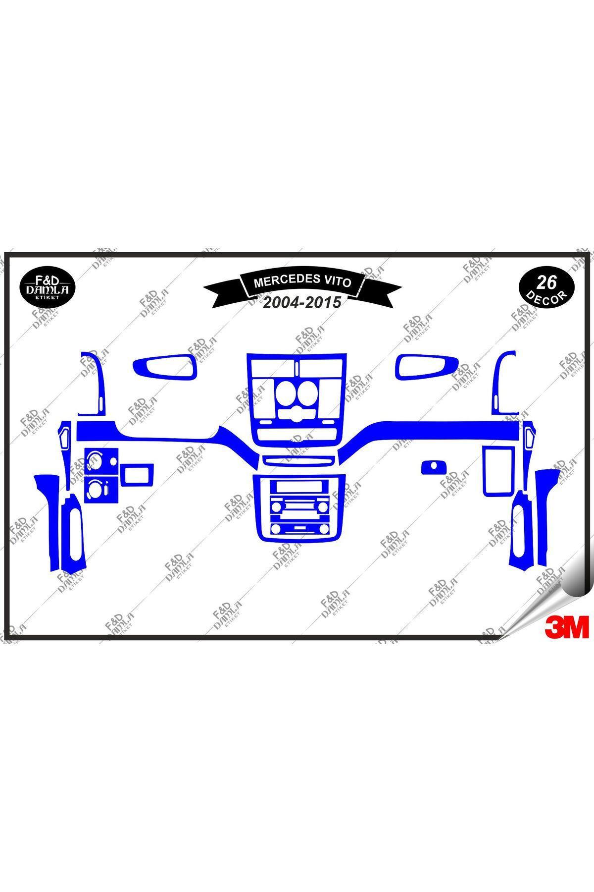 

Mercedes Vito 2004-2015 Torpido Konsol Trim Göğüs Maun Kaplama Set 26 Parça Mavi