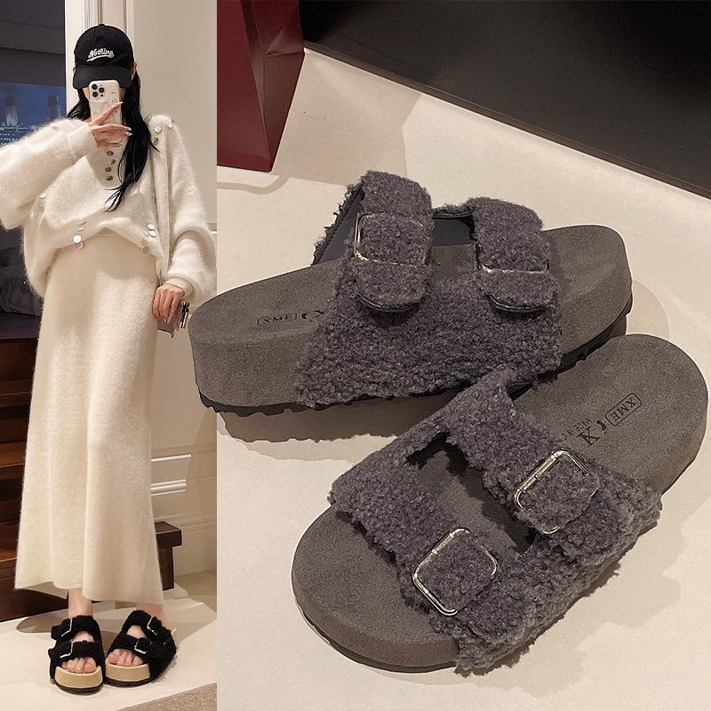 Fashion Platform Slippers Women's Flats Sandals Plush Fashion Casual Shoes 2025 Summer Flip Flops New Trend Cozy Walking Mujer Sandalias