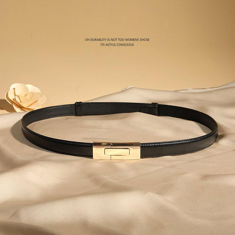 Women's 2025 Black Genuine Leather Waist-Cinching Belt for Dresses and Coats