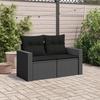 VidaXL Garden Sofa with Cushions 2-Seater, Seat with Backrest and Armrest, Outdoor Patio Terrace Furniture, Black 365971