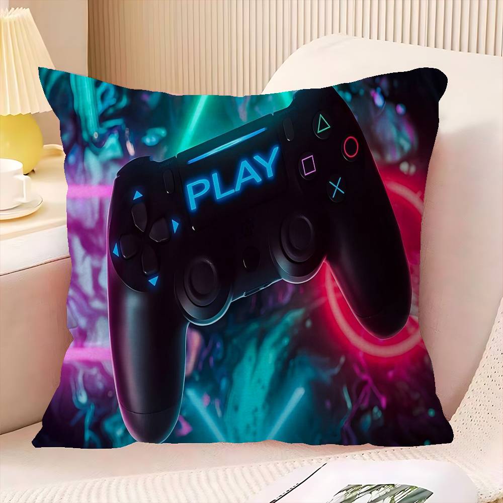 Gamer Casual Carpet With Controller Cushion Cover Car Throw Pillow Case For Sofa Car Christmas Gift 40x40cm 45x45cm