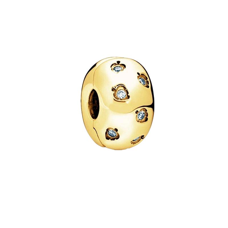 Sparking Gold Plated Charm Beads Dangle Original Snake Fit Copper Bracelet Necklace Beads For Diy Jewelry Women Gift