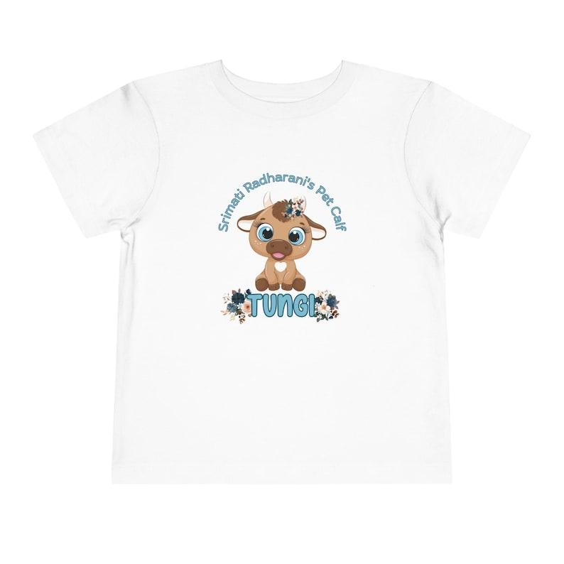 Toddler Radharani s Pet Calf Shirt Soft Cotton Cow Tee Hare Krishna Girls Tshirt Krsna Kids Bhakti Yoga Devotional Clothing Gift for Toddler 130