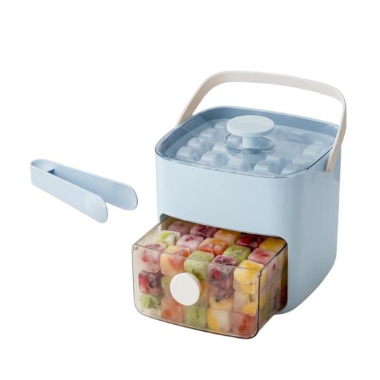 48 Cube Ice Maker with Easy Push Release Lid Ice Bin Built-in Storage Box Ice Cube Tray for Whiskey Cocktails Coffee Beverages