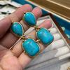 Women'S Turquoise Earrings Bohemian Pendant Pendant Earrings Stud Earrings Turquoise Stud Earrings Water Drop Earrings Square