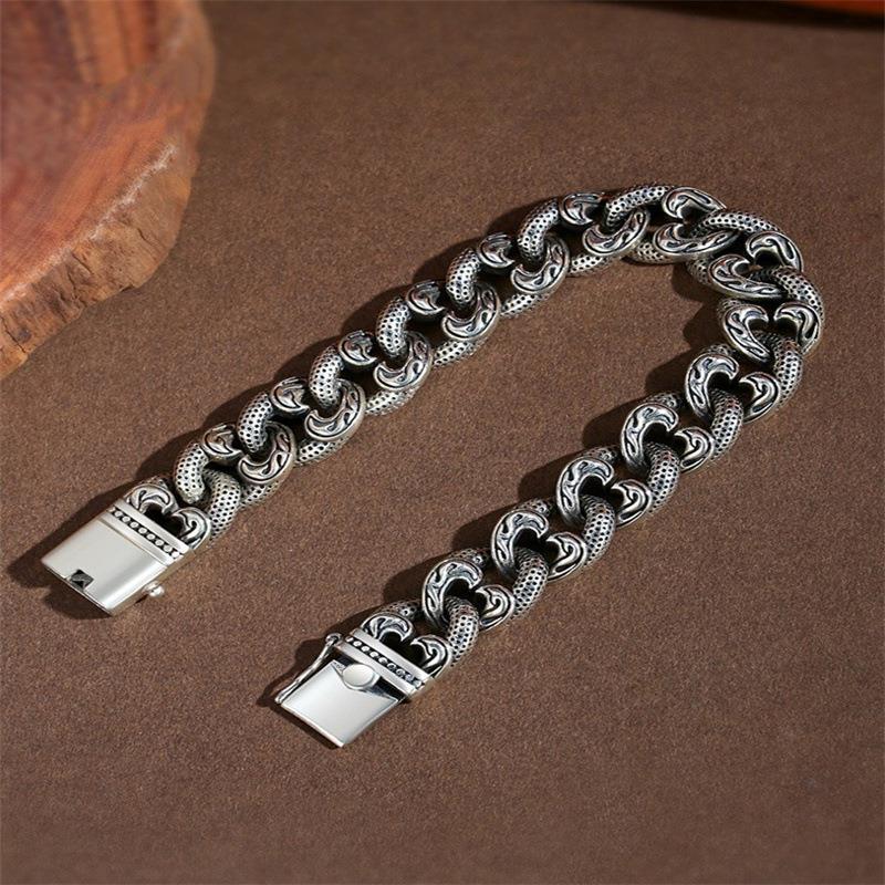 Hip-Hop Herren Trendig Dominierend Weite Version Flache Kette Retro Trendiger Schmuck Liebe Rattanmuster Armband