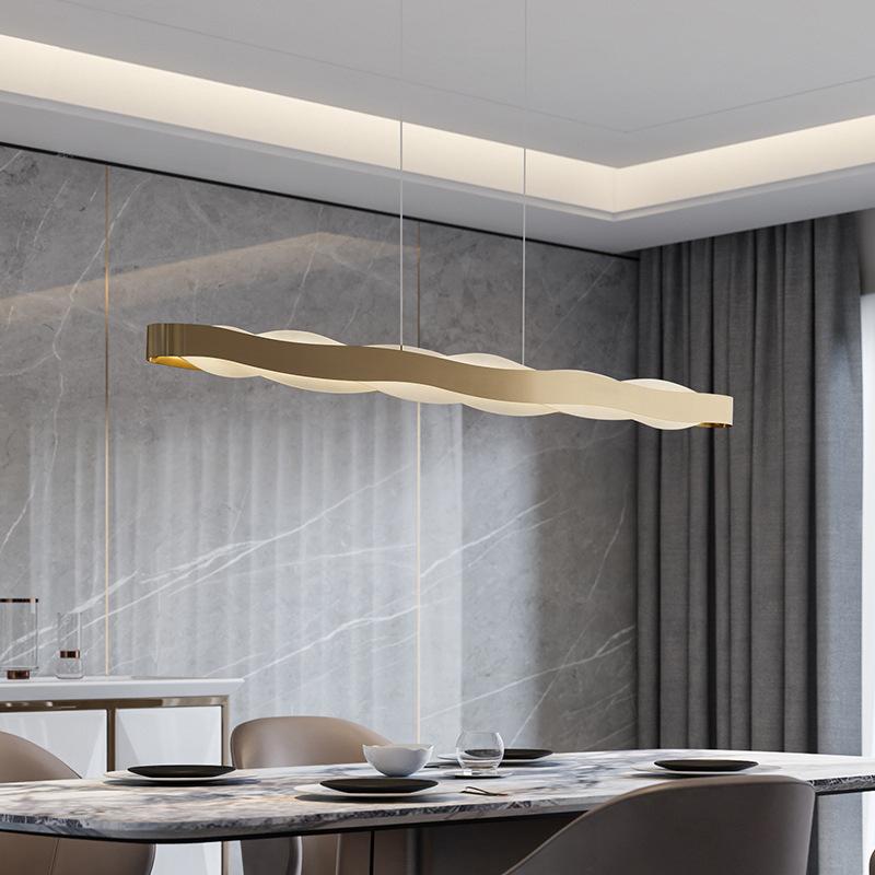 Modern Chandelier Kitchen Island Lighting Simple Gold Rectangle Hanging Lamps Fixtures Creative Dining Room Pendant Light Indoor