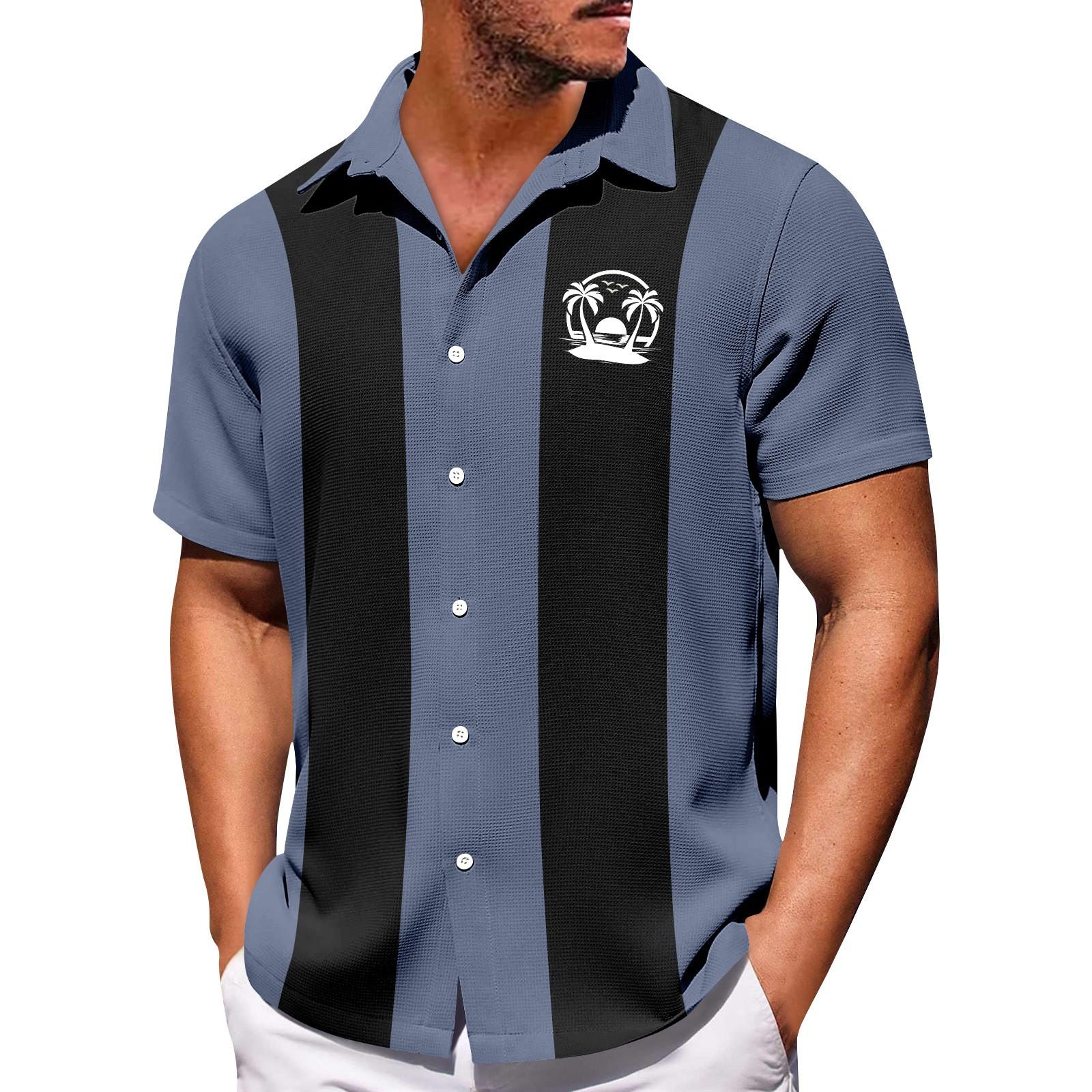 

Мужские гавайские рубашки с короткими рукавами и пуговицами с принтом. Мужские повседневные модные рубашки с короткими рукавами. XXL синий