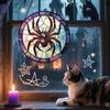 Halloween Stained Glass Pumpkin Suncatcher Adorable Ghost Design Hanging Window Decor for Indoor Outdoor Holiday Party