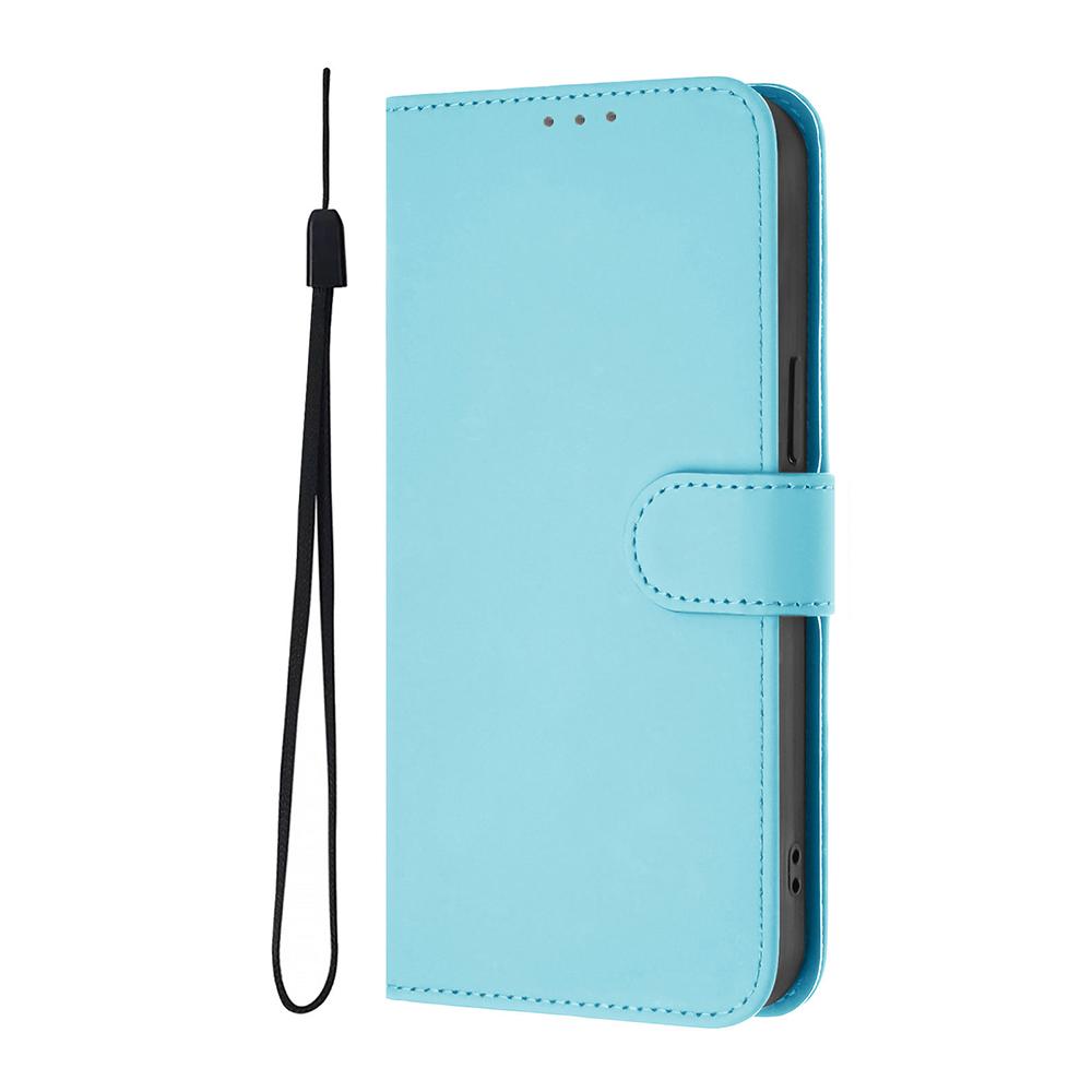 Solid Color Wallet Case for iPhone 16E 13 12 Mini 11 Pro Max XR SE 6 6S 7 8 Shockproof Kickstand Card Holder Strap Phone Cover