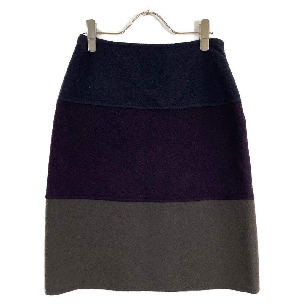 loro piana Navy X Purple X Khaki Cashmere 100% Skirt Skirt 42 Navy X purpleUsed