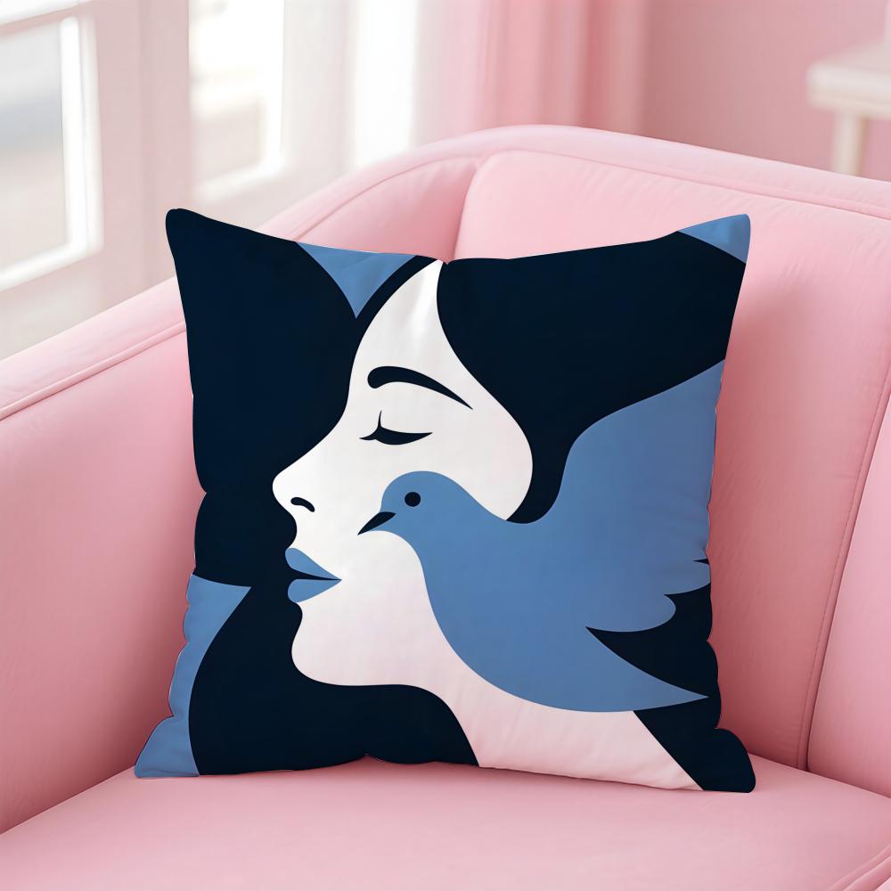 AAbstract FFFigure Cushion Cover Linen Pillowcase Cover Soft Decor for Sofa Home Room