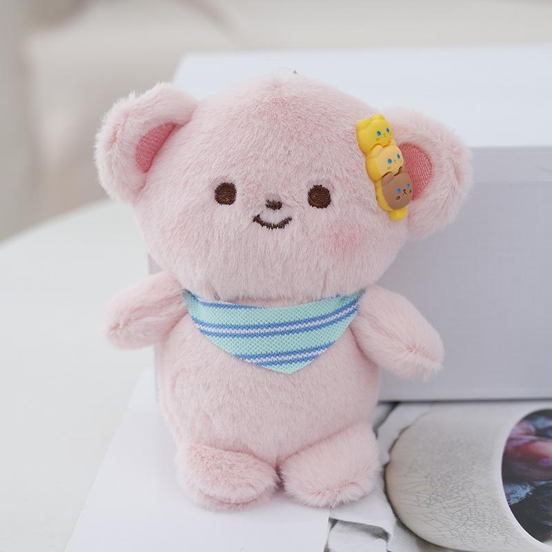 

And Fluffy Lovable Bear Plush Keychain Adorable Backpack Charm In Pink Beige Purple Brown StyleA
