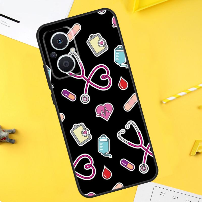Stethoscope Heart Nursing Nurse For OPPO Reno 7 8 Lite 8T 14F 13F 11F 12F 10 11 12 13 14 Pro OPPO Find X5 X6 X8 X9 Pro Case