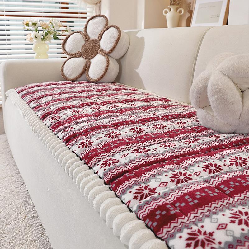 1pc Plush Quilted Christmas Snowflake & Cable--like Sofa Cushion Cover - Thick Milk -like Texture