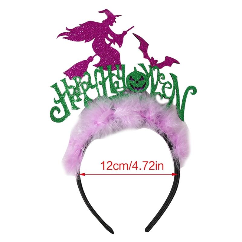 Carnivals Party Woman Hairband Plush Decor Sequins Witch Shape Headbands Animes Character Hair Hoop for Adult Teens