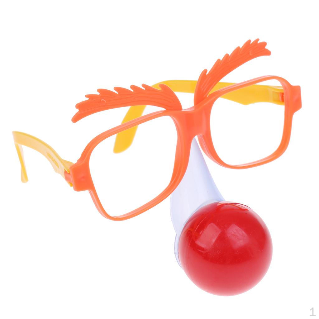 Clown Red Nose Glasses Eyewear Mask Costume Fancy Dress Novelty Gag Gift