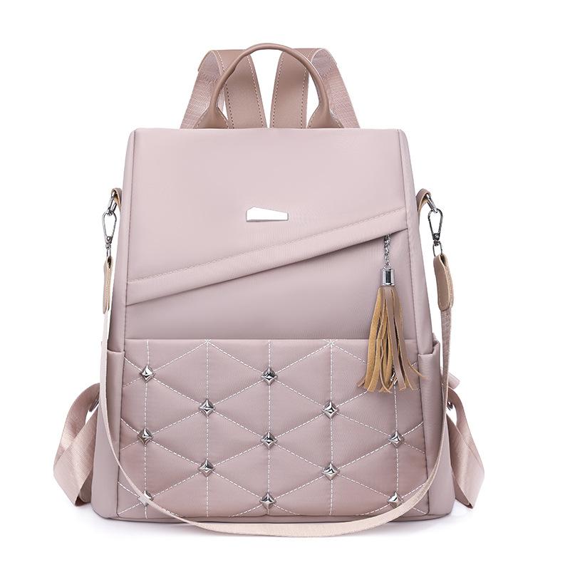 Embroidered Rhomboid Backpack Large Capacity Women's Commuter Bag Multifunctional Shoulder Bag