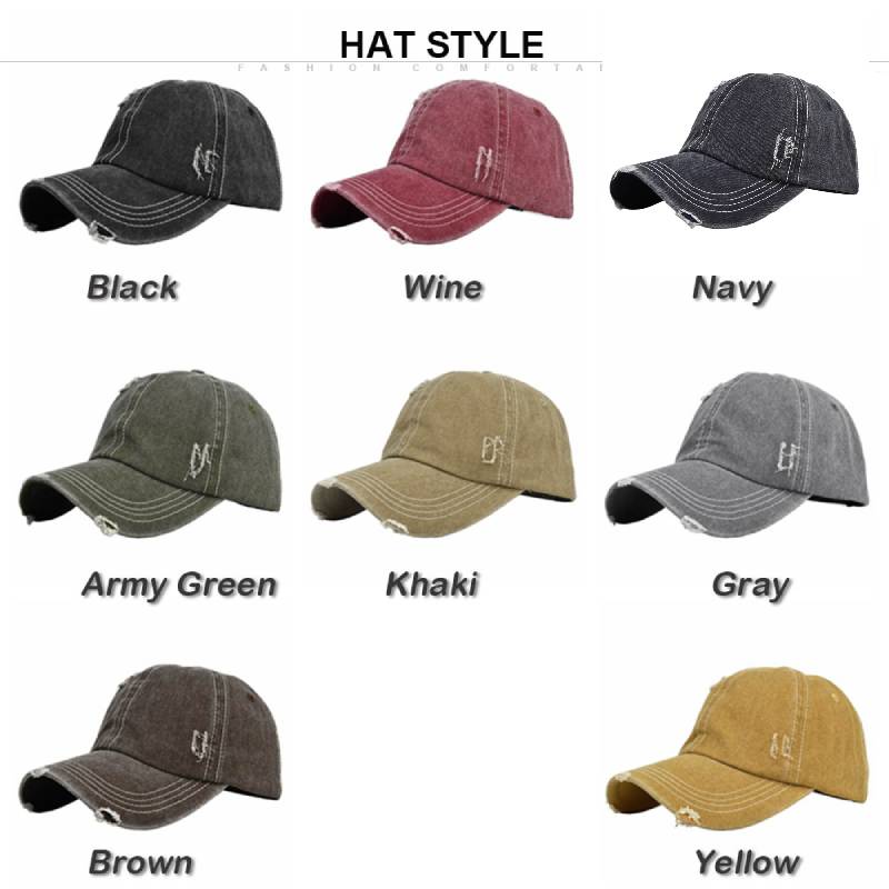 Baseball Retro Cap Denim Distressed Washed Old Solid Color Duckbill Hat Hat Sun
