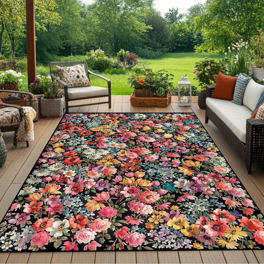 

Vibrant 2D Floral Garden Area Rug for Patio Bedroom Living Room Non Slip Washable Floor Mat Home Decorative Soft Carpet 40X60CM