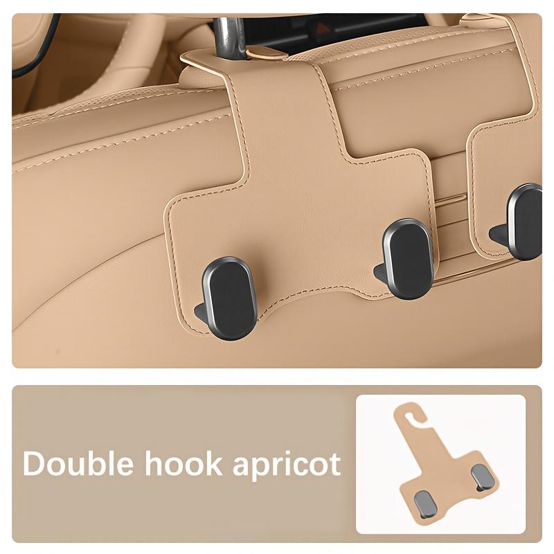 1pc Faux Leather Multi-Functional Car Headrest Hook Metal Material Easy Installation Single Dual Storage Hanger for Vehicle Interior Accessories
