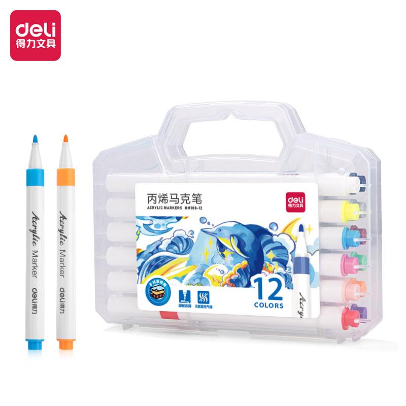Deli HM108 Student Special Color Pen Acrylic Marker Set with Plastic Material for Acrylic Paint