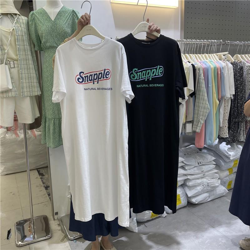 

Korean Style Loose Plus Size Round Neck Pullover T-Shirt Dress, Cotton Sportswear, Trendy Women s Clothing 2025 Medium білий