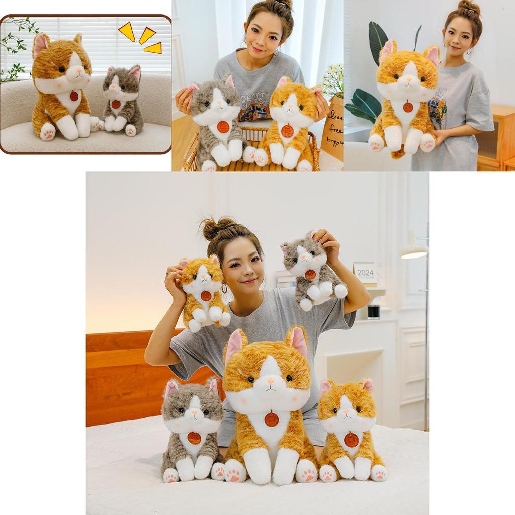 Adorable Big Face Cat Plush Toy Soft Stuffed Animal For Kids Bedroom Decor