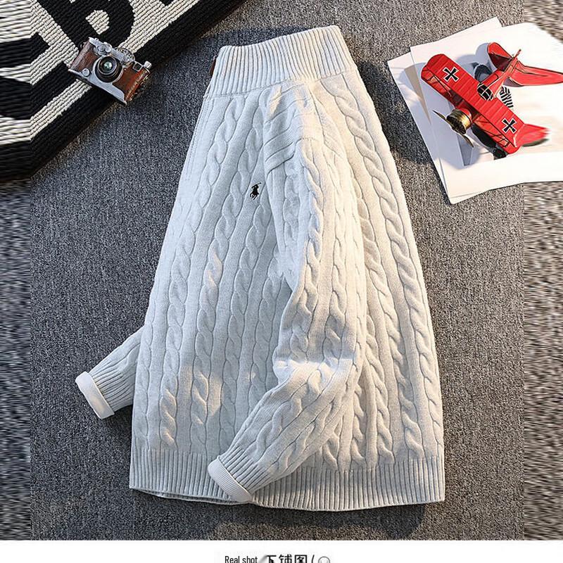 Yalu Men's Half-Zip High-Collar Cable Knit Sweater