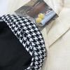 Autumn Winter Houndstooth Beret Hats for Ladies Casual British Flat Top Hat Elegant Wool Without Eaves Painter Hats