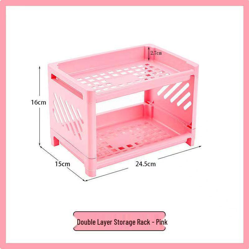 Double-Layer Storage Organizer Rack for Cosmetics, Bathroom, and Office