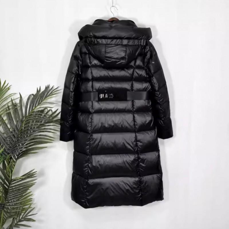 Womens Mid-Length Hooded Down Coat Winter Thick Warm Slim Fit Long Sleeve Parka With High Fill Power Duck