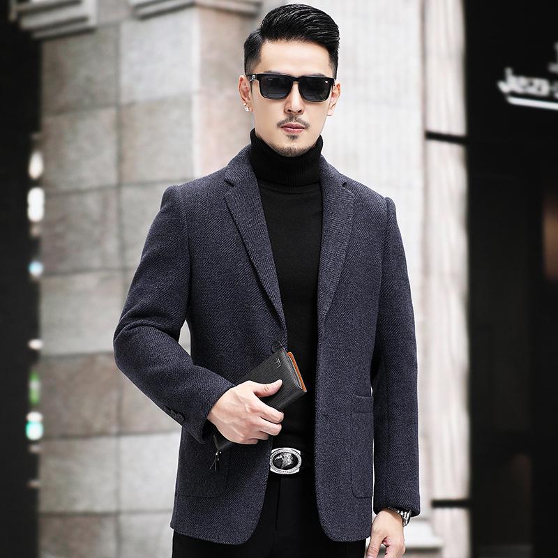 2024 Winter Men's Wool Cashmere Short Lapel Jacket - Double-Sided Nisi Collection for Middle-Aged