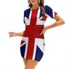 Rochie cu mânecă scurtă cu steagul Union Jack al UK pentru femei fustă rochii elegante mărimi mari Rochie