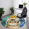 1PC Cat Sunflowers Office Round Area Rug,  Mat Suitable ForOffice, Under Office Chairs Bedroom Living Room Home Decor, Room Deco