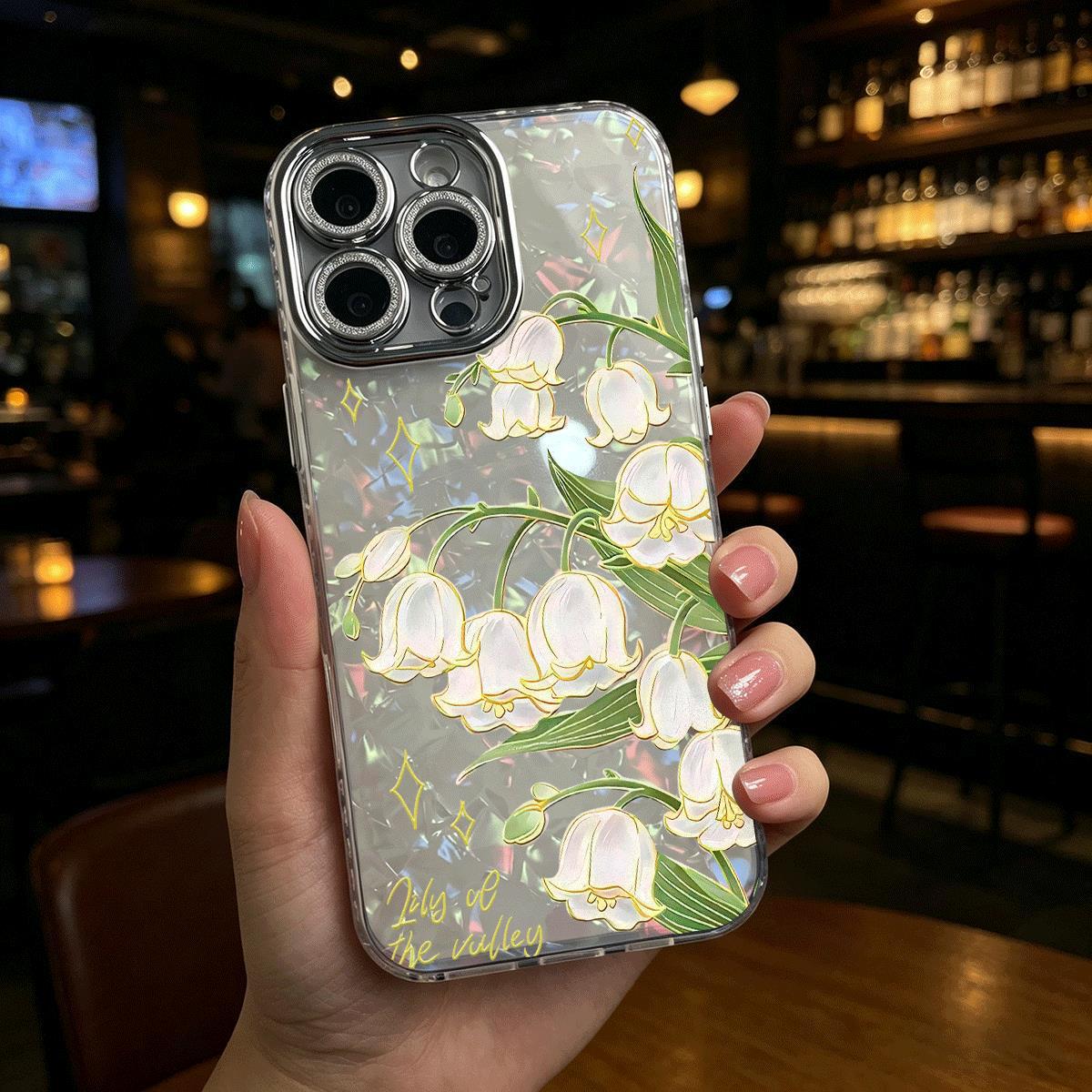 

Transparent Lily of the Valley Phone Case for iPhone14 Pro, Huawei & Xiaomi - Girls Trendy Design 14 Pro Max