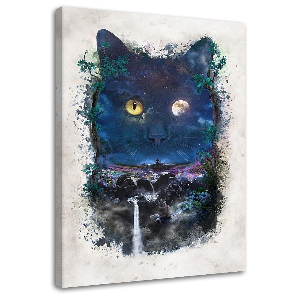 Canvas Print Black Cat At Night