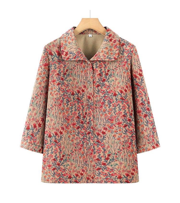 2026 Spring/Autumn Floral Print Plus Size Loose Comfortable Shirt for Middle-aged & Elderly Women