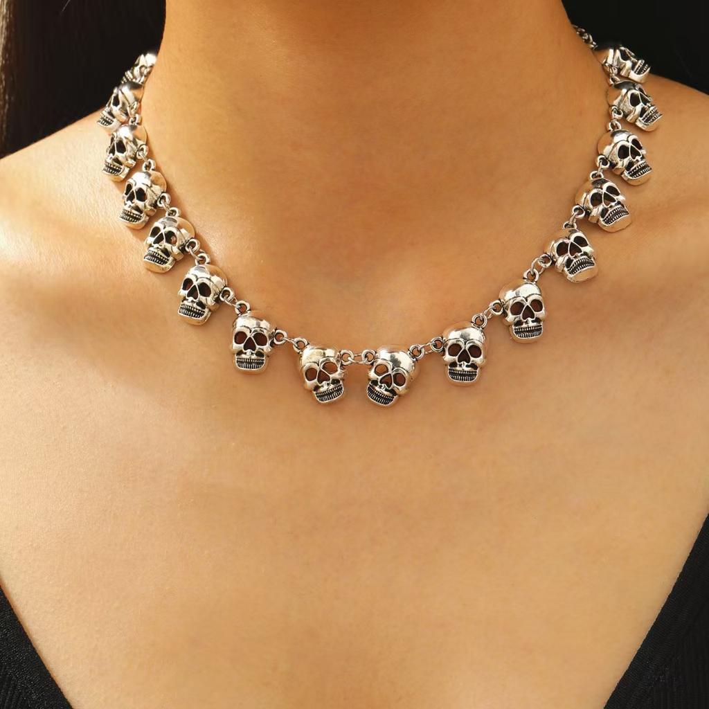 Men's Punk Skull Bracelet – Vintage Metal Biker Chain, Trendy Gothic Jewelry, Cool Cross-Border Hot-Selling Accessories