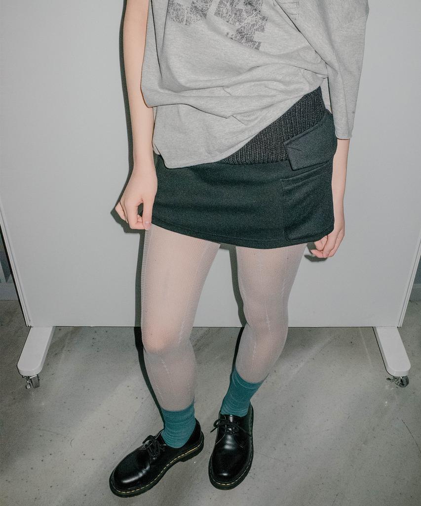 Chix Knit Waist Mini Skirt Black