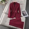 Women's Red Suit Jacket – Spring/Autumn Professional Formal Wear – Elegant Host Annual Meeting Attire – High-End Workwear Set
